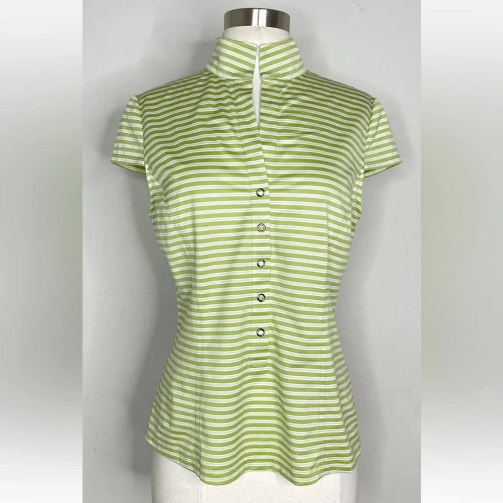Lafayette 148 New York Cap Sleev Stripped Top. Size: M - Picture 1 of 7